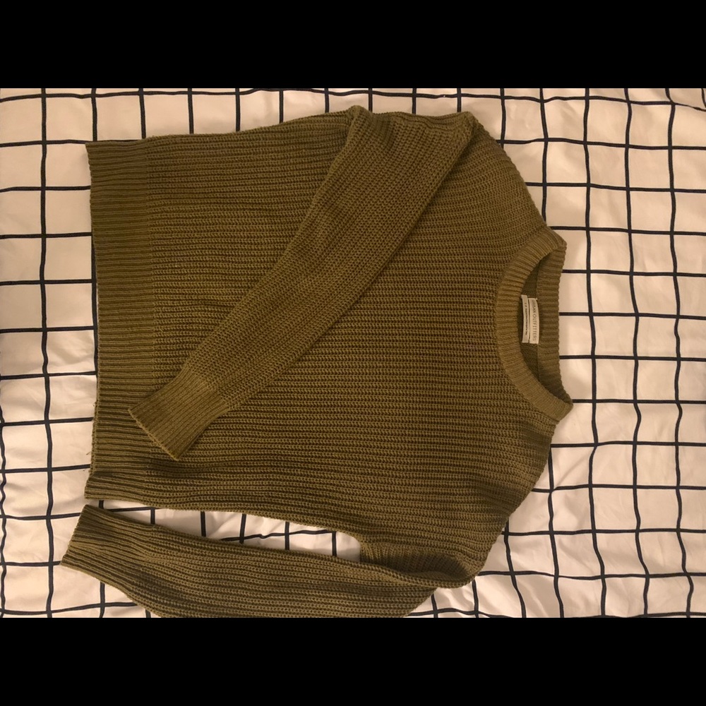 Green Knit Crew Neck Sweater Size Small